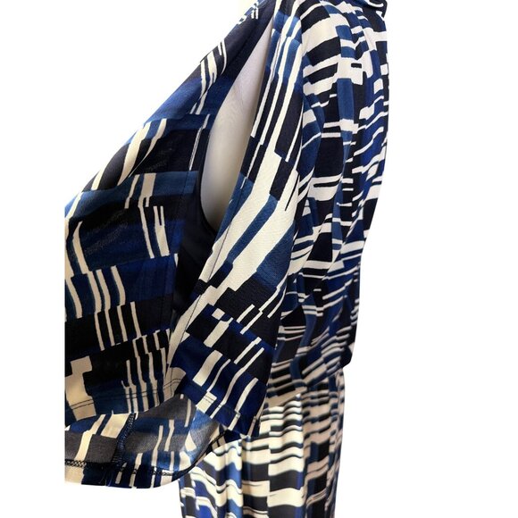 DB established 1962 Geometric Patterned Kimono Sleeve Dress W/waist Tie size M - Picture 11 of 12
